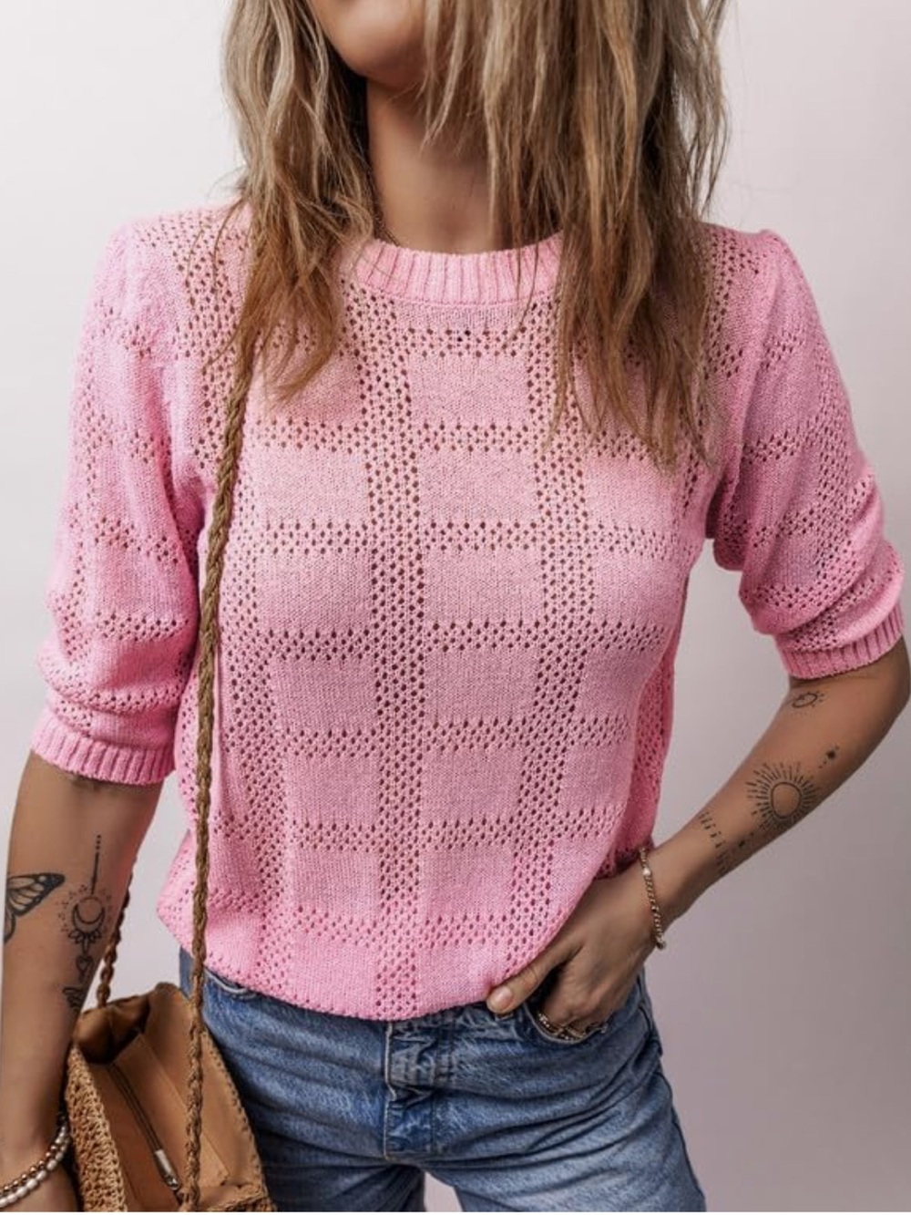 Crew neck short sleeve sweater new